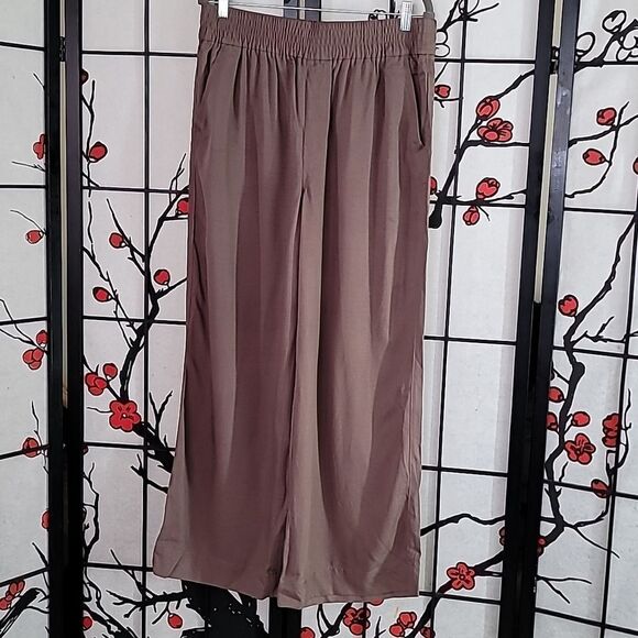 Madewell Drapeweave Carley Wide Leg Brown Pants Size Large - Picture 3 of 9